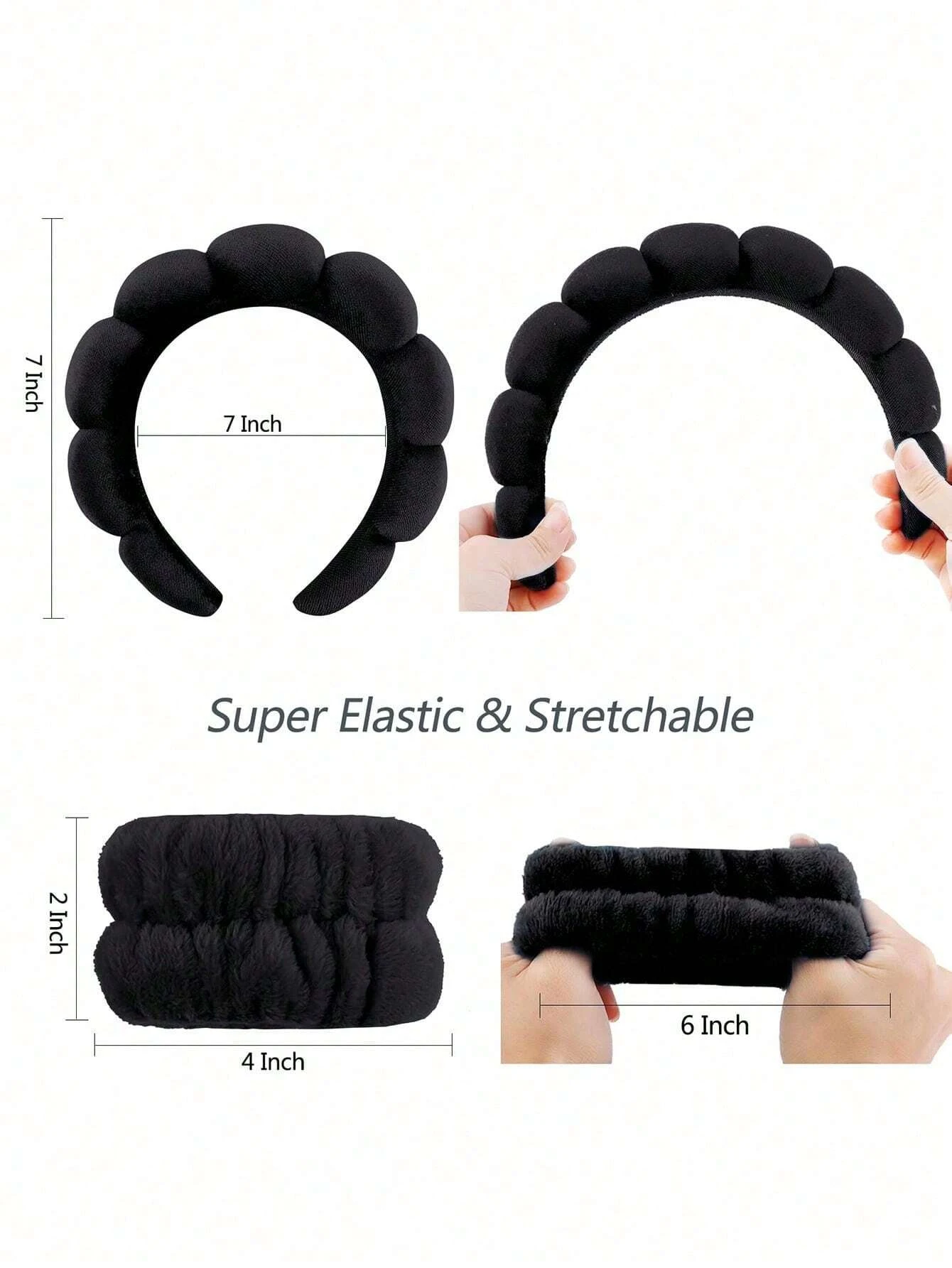 Set di 3 fasce e cinturini per Spa in fibra di lusso-morbidi e confortevoli-Set di accessori per capelli da donna per il trucco