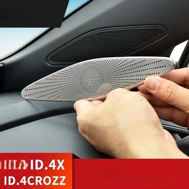 2個入り-車用aピラーホーンカバー、フロント列オーディオ装飾カバー、フォルクスワーゲンid4、id6、id6x、id6crozz-2021-2025に適合