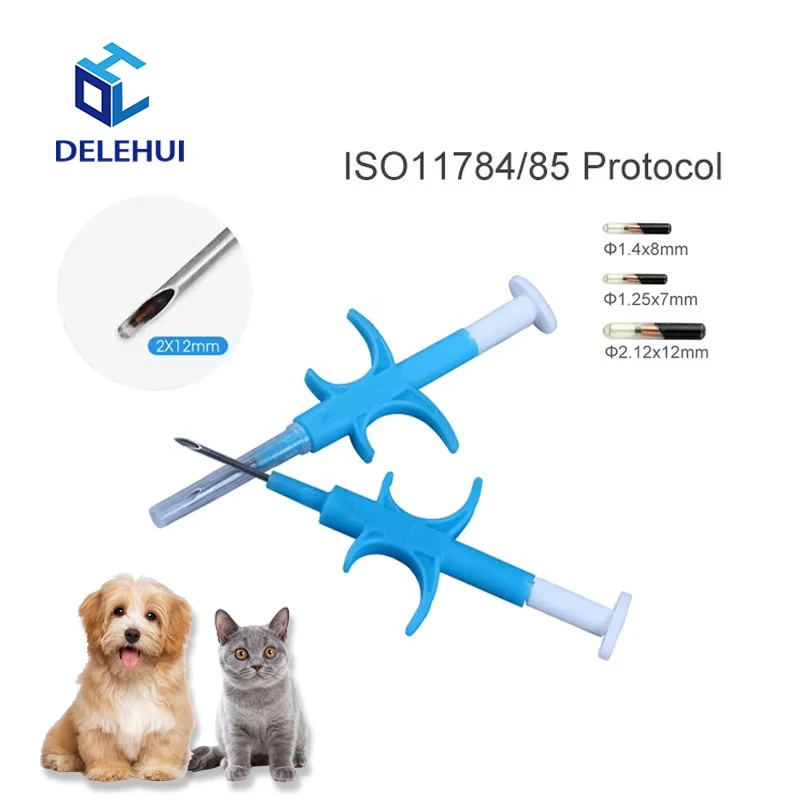 

100PCS Animal Syringe ID Implant Pet Chip ISO11784/85 FDX-B RFID Injection Pet Microchip for Dog Cat Identification