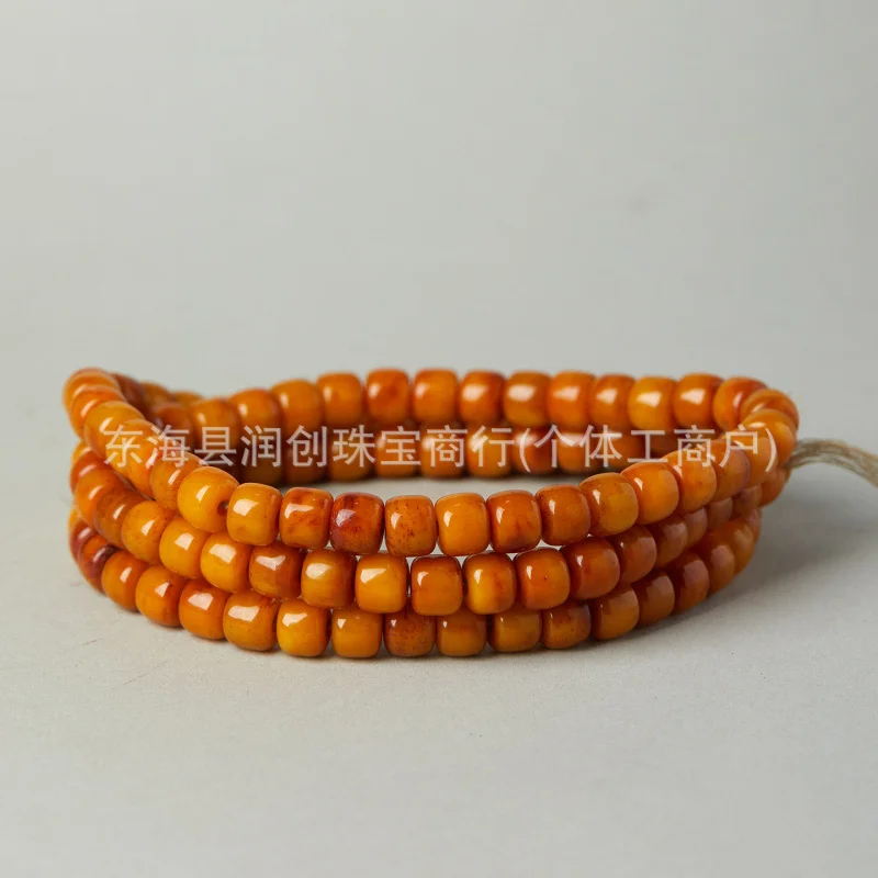 Old Material Ox Chicken Fat Yellow 108 Bracelet Ox Bone Buddhist Bead Accessories Necklace