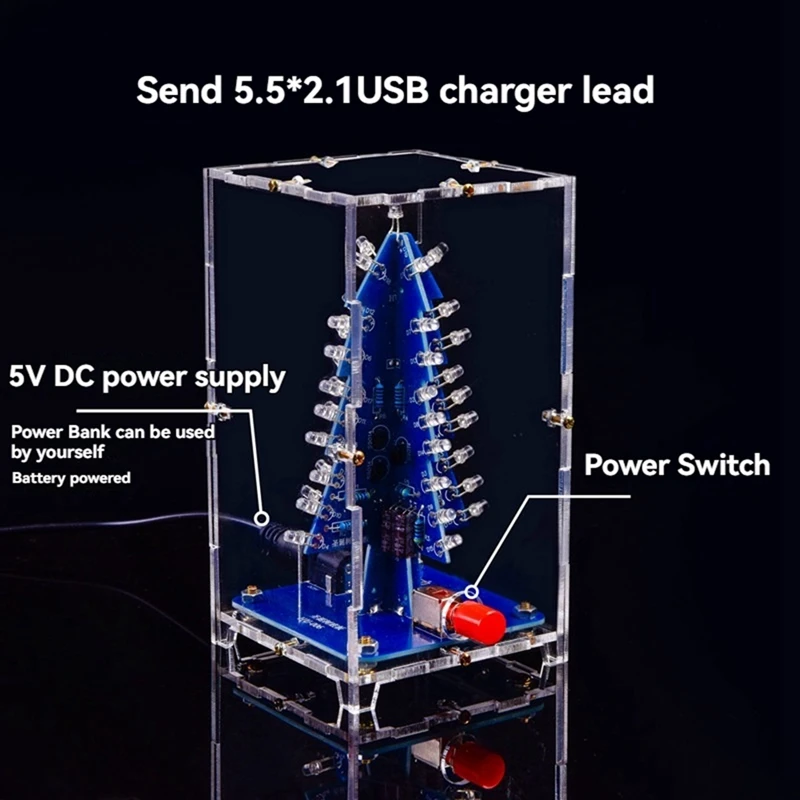 カラフルなRGB LEDクリスマスツリーキット,電子科学,クリスマスツリーの組み立てキット,DIY