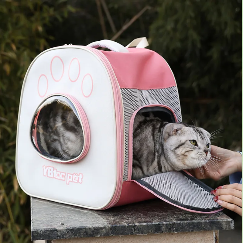 Convenient Going Out Cat Backpack Large Capacity Shoulder Bag Breathable Foldable Pet Carry Visual Window Transport Crate