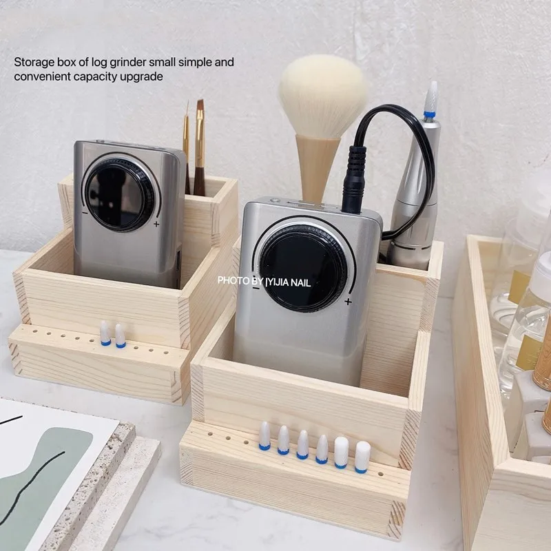 

Wood Nail Drill Machine Organizer Nail Bits Grinder Storage Rack Nail Storage Box Manicure Tools Nail Container for Salon