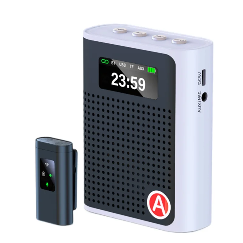 ABGI-Wireless Digital Display Collar Amplifier Little Bee Portable Multi-Function Speaker Amplifier For Teacher Tour Guide