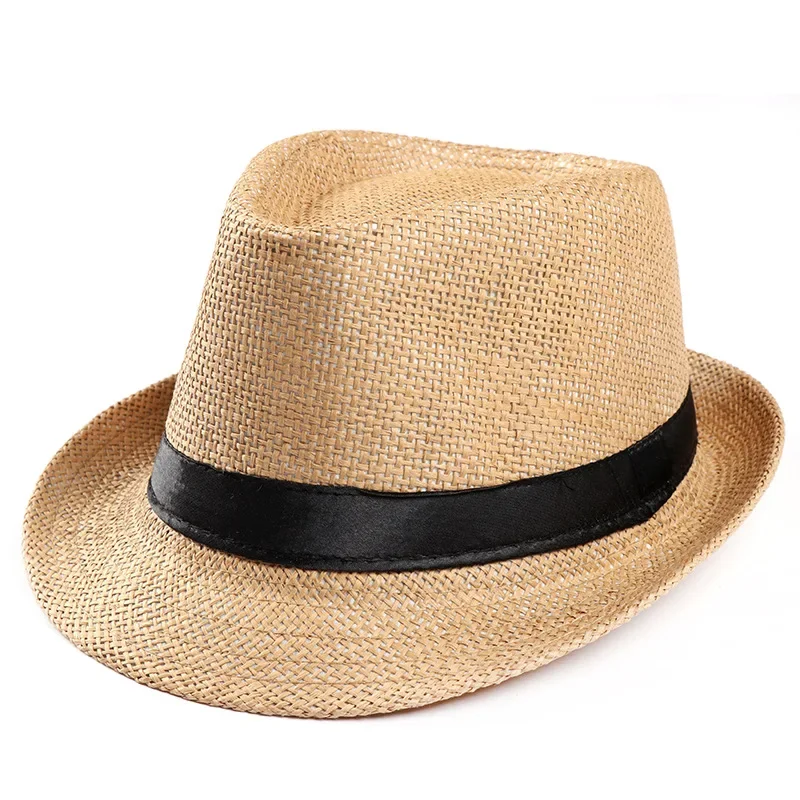 Women Men Fashion Summer Casual Trendy Beach Sun Straw Hat Cowboy Gangster Cap Sun Hat Small Hat Sunscreen