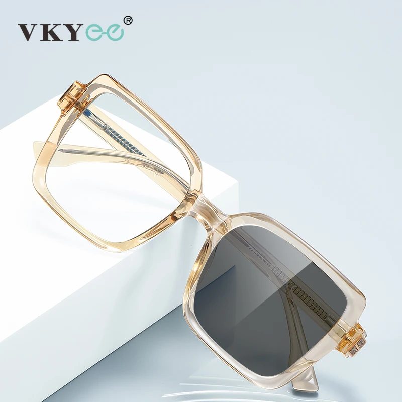 VKYEE VKYEE Geometric Large Frame Square Simple Design Women's Anti-Blue Light Reading Glasses Photochromic Customizable Prescription - Aliexpress Deal