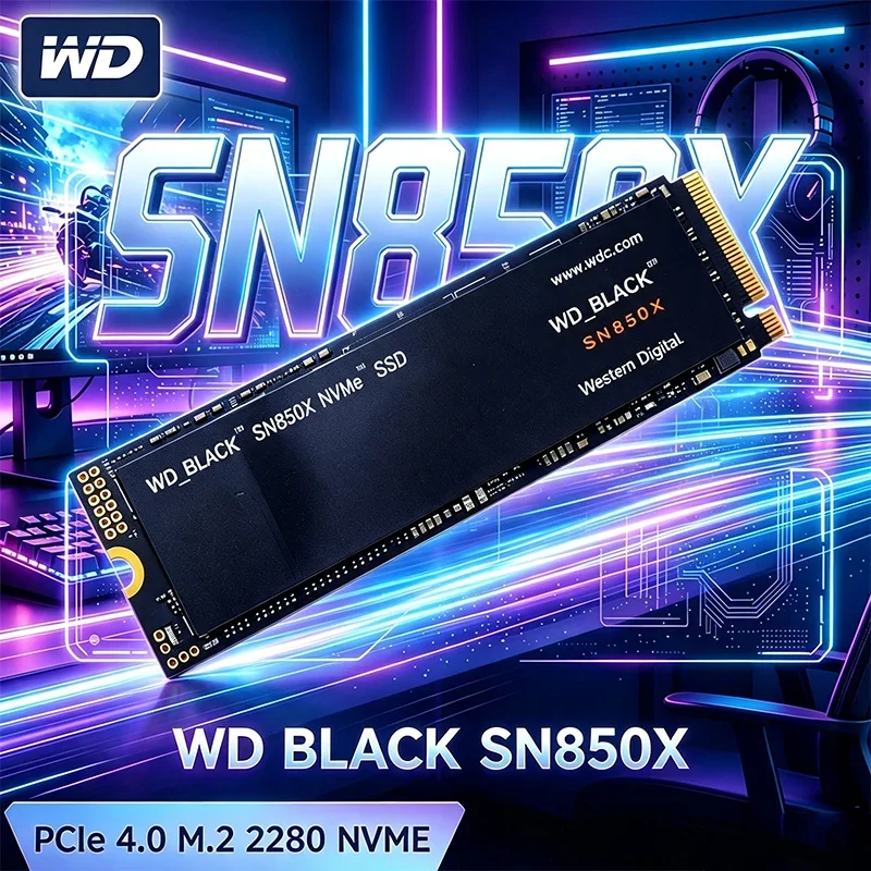 WD_BLACK SN850X M.2 2280 NVMe PCIe Gen4.0 X4 SSD Interno de Alta Velocidade 1TB 2TB 4TB para Upgrade de Desktop e Laptop