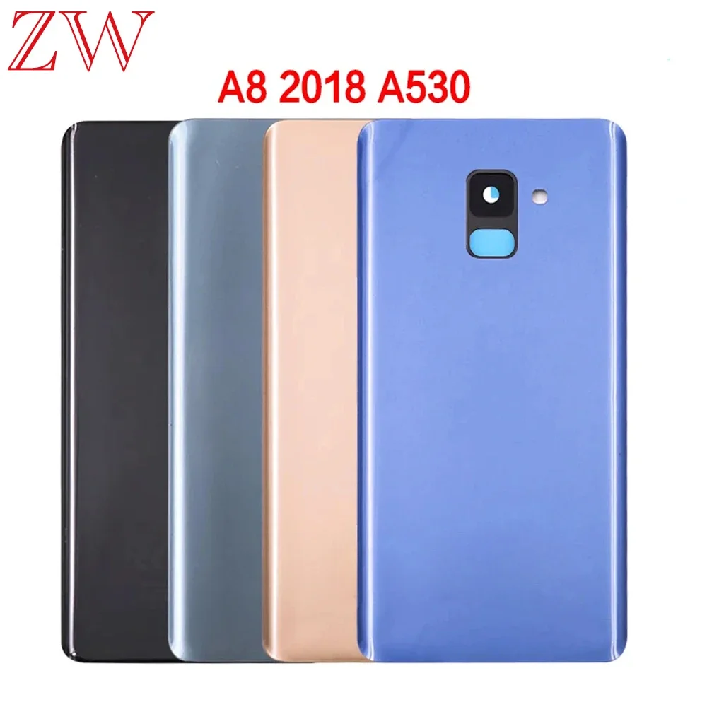 New For Samsung Galaxy A8 2018 A530 A530F SM-A530F Battery Back Cover A530 Rear Door Glass Panel Housing Case Adhesive Replace