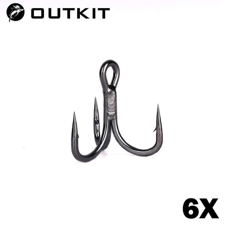 Outkit-超強力なラウンドトレブルフック,防錆,高炭素鋼,2 4 6 8 #,海釣り道具,10個