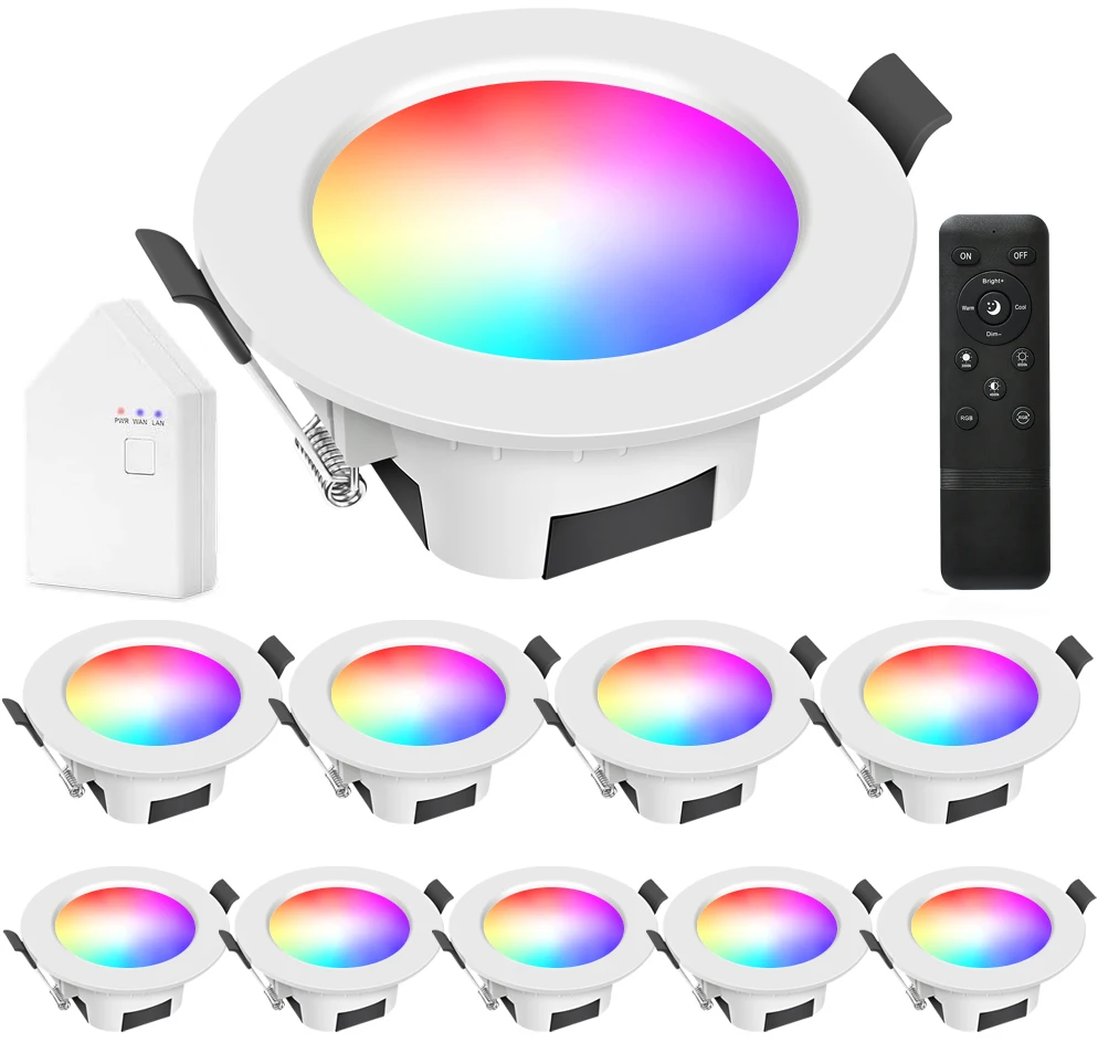 10X 9W 5W RVB Blanc Chaud Froid 5in1 LED Plafonnier DownLight WIFI/Bluetooth Projecteur APP/Musique Télécommande Minuterie Variateur