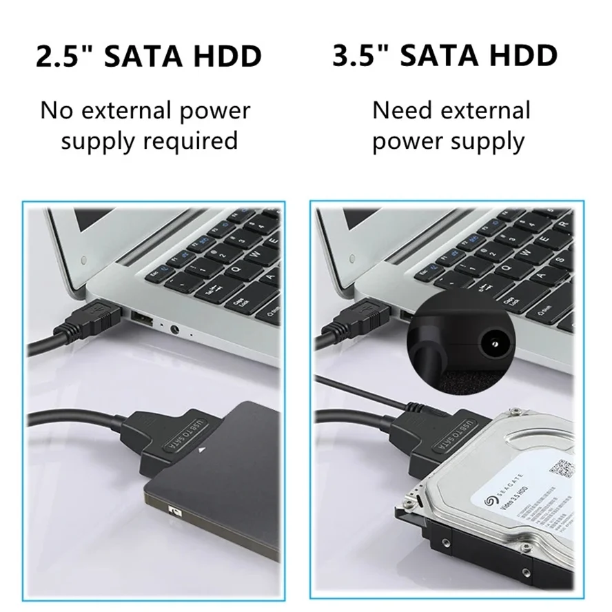 SATA to USB 3.0 Adapter Cable for 2.5/3.5 Inch SSD HDD SATA III Hard Drive Disk Converter Support UASP with 12V/2A Power Adapter