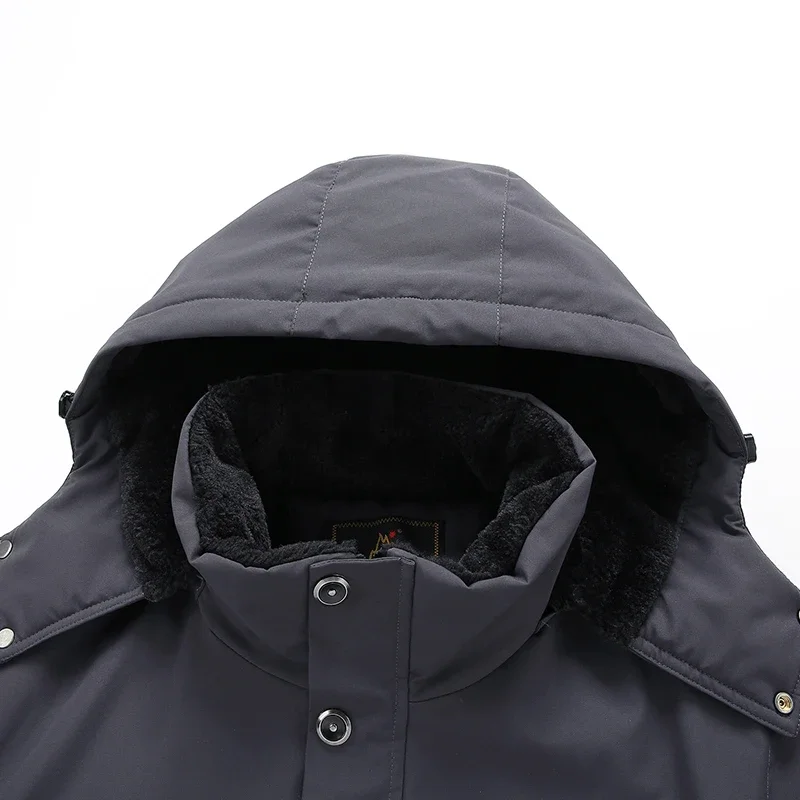 Big Size Winter Jacket Men Hooded Zip Up Padding Male Waterproof Padded Coat Fur Fleece-lined Warm Thick Windbreaker Plus 10XL