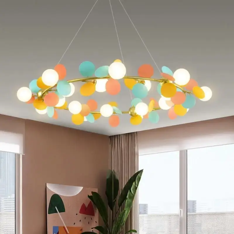 Modern Chandelier Grape Design Glass Pendant Light Indoor LED Nordic Light For Living Room Dining Hall Hotel Kitchen Island Lamp