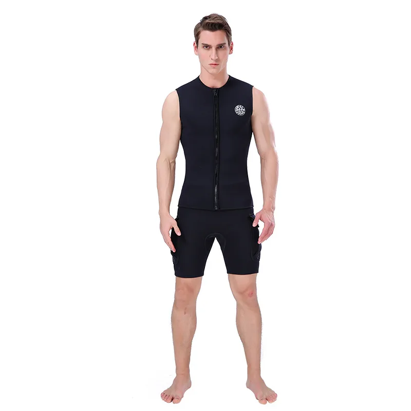 Colete De Mergulho De Neoprene com Forro De Toalha Para Homens, Wetsuit Térmico, Sem Mangas, Zip Frontal, Surf, Drifting, Mergulho, 3mm, S-5XL