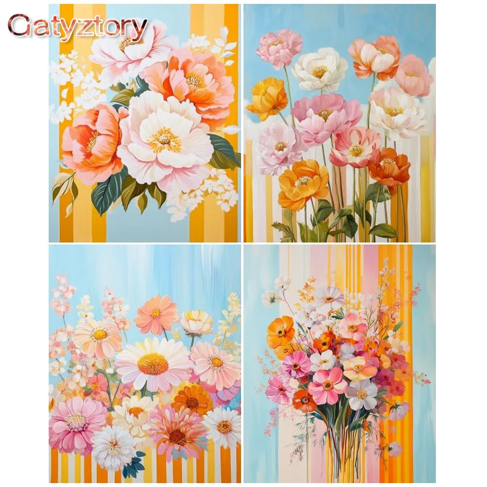 

GATYZTORY Diy Painting By Numbers Flower Kits For Adults Acrylic Paints Drawing On Canvas For Modern Wall Art Home Decor Gift