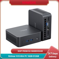 Ninkear N10 Mini PC, Intel N100 4 Cores Max 3.4GHz, 16GB RAM 512GB SSD, 2 * HDMI 2.0 (4K @ 60Hz) Dual Display, 2.4/5GHz WiFi BT 5.0