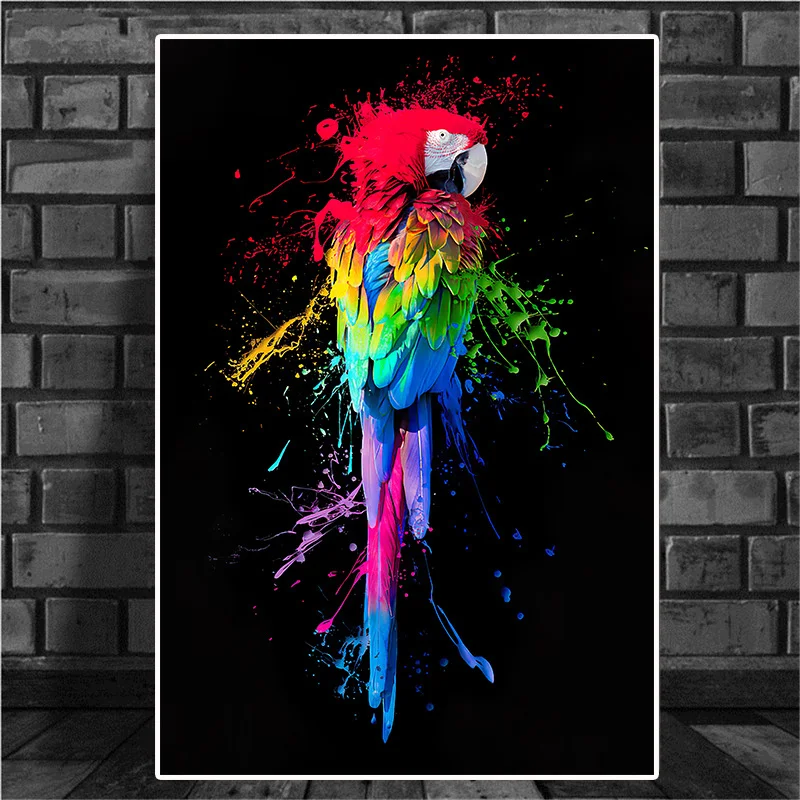 

Beautiful Parrot Bird Graffiti Art Canvas Painting Colorful Animals Posters and Prints Wall Picture Living Room Home Decoration