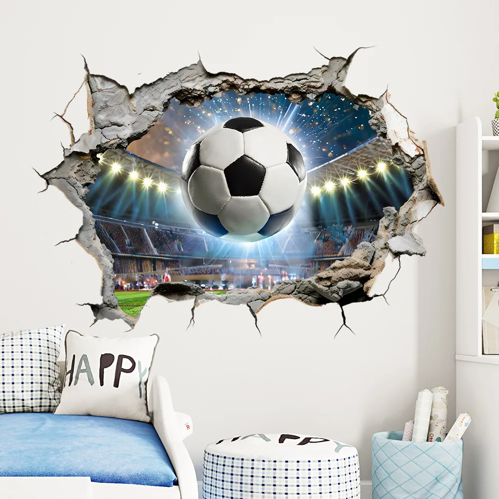2D flat design, a distressed football league stadium celebration sticker, suitable for dormitory, bedroom, fan room wall decorat