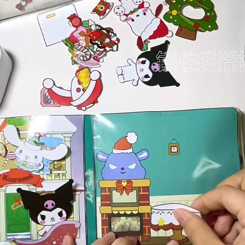 Kawali Sanrio Kuromi libro silencioso de Navidad, pegatinas, juguetes creativos, libro hecho a mano, Ins, lindos juguetes para niños, regalo de Navidad para niñas