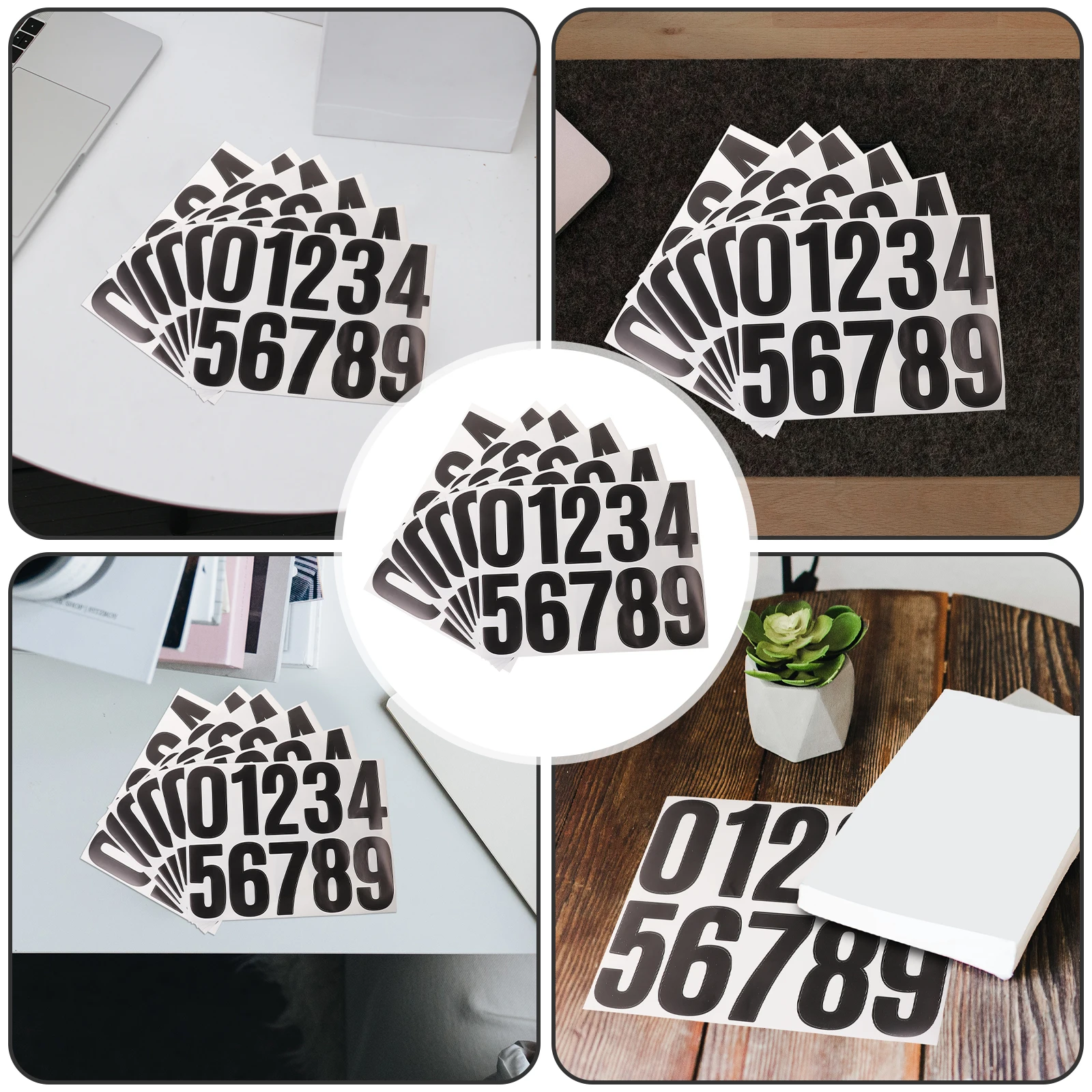 6 Sheets 4 Inch Digital Stickers Adhesive Numbers Large Labels for Mailbox House Trash Can Decorative Waterproof Number Stickers