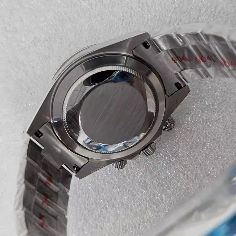 حافظة ساعة 39 ملم + حزام ساعة من الفولاذ المقاوم للصدأ، ملحقات حافظة VK63 من زجاج الياقوت، لحركة كوارتز VK63، قرص مناسب 29.5 ملم