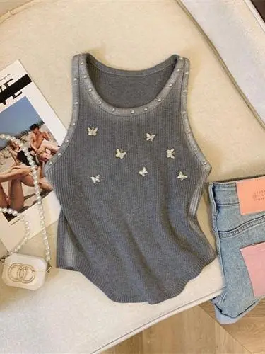 

Новый жилет Sle, женский вязаный топ без рукавов, летняя модная городская круглая жилетка Ne Color Jazz Sle, верхняя одежда