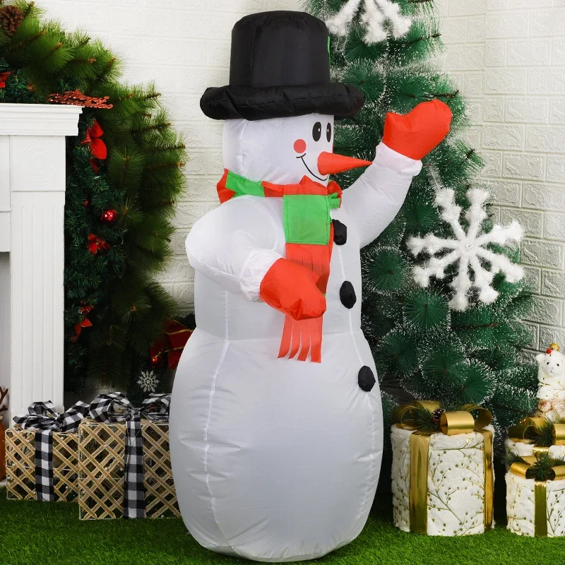 Christmas Inflatable Snowman with Colorful Rotating LED Lights Blow Up Snowman Outdoor Lawn Yard Garden Xmas Holiday Decorations