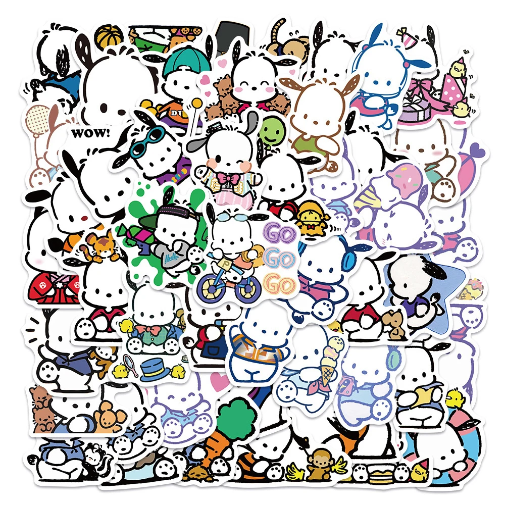 

10/30/50pcs Funny Cute Pochacco Sanrio Stickers for Kids Waterproof DIY Phone Case Stationery Suitcase Cartoon Decals Toy Gift