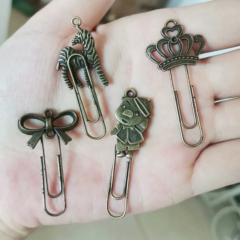 10 Piece/lot Cute Metal Bookmark Vintage Key Bookmarks Paper Clip For Book Stationery School Office Book Marks