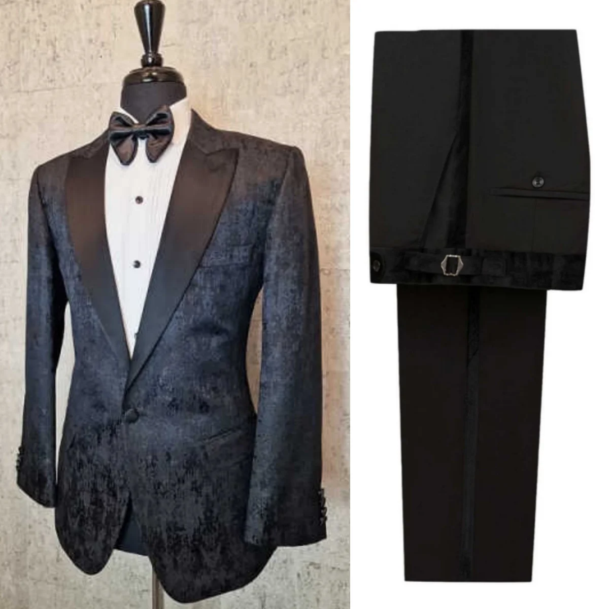 Exquisite Wedding Tuxedos Jacquard Peaked Lapel Men Suit 2 Pcs Jacket Pants Single Breasted Evening Business Blazer Customizeda