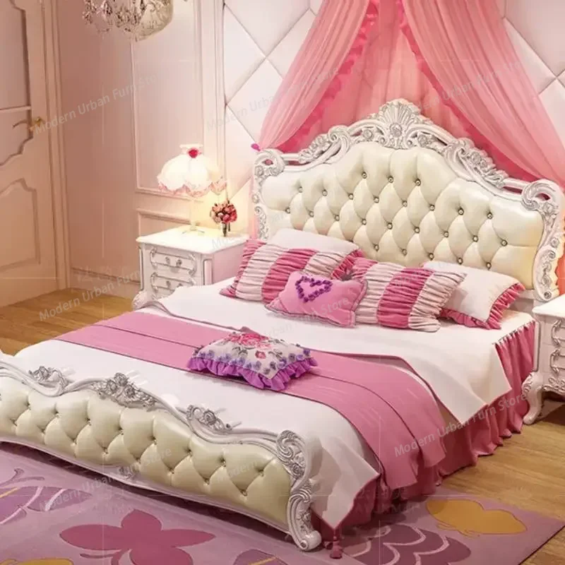 Creative Princess Master Bedroom Set Double Villa High Luxury Human Bedroom Wooden Postmodern Muebles Entrance Hall Furniture