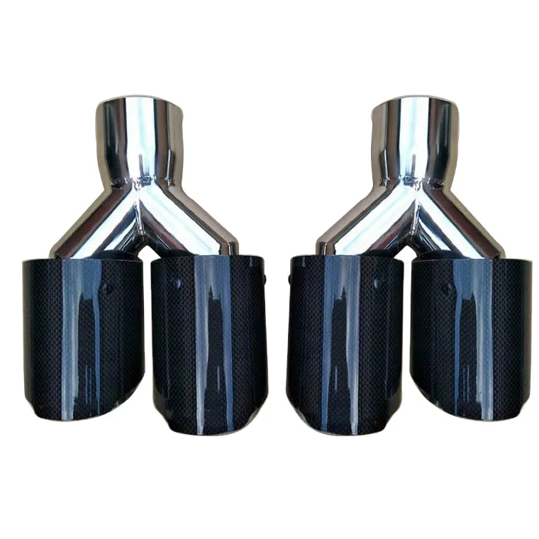 

JTLD for AK Akrapovic High Quality Black Carbon Fiber Exhaust Tip Classic Double Outlet Type Y Smooth Exhaust Tip End Tube