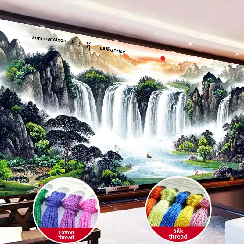 

Набор для вышивания крестиком MonaLisa: Новинка 2026 года – Утренний рассвет, текущая вода, изобилие, живописный горный пейзаж. Хлопковая ткань для гостиной.