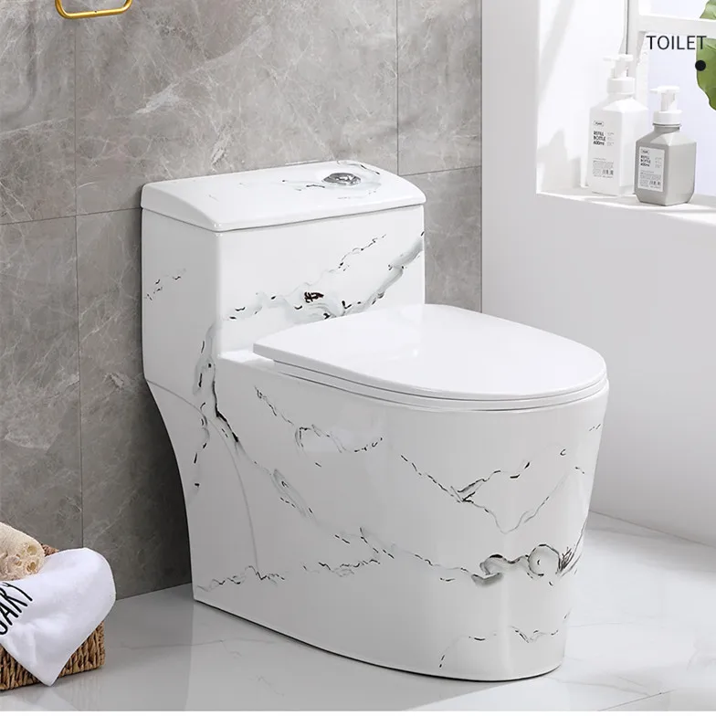 Toilette in ceramica con motivo in marmo, super swirl, per la casa, personalità creativa, dipinta a mano, ad alta temperatura