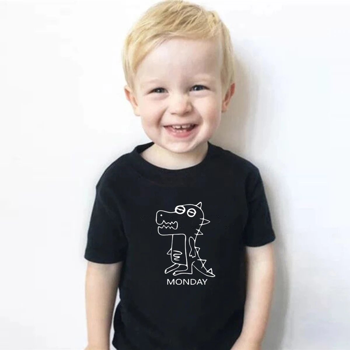 

Summer Children T-Shirts For Boys T Shirt 100% Cotton Cartoon Dinosaur Print Short Sleeve Baby Girl Clothes Boy Clothes tops tee