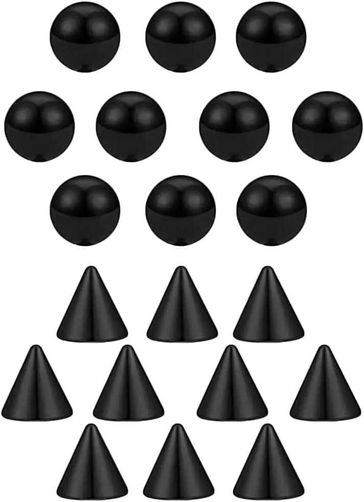 20pcs Fake Eyebrow Nose Lip Ring Labret Studs Stainless Steel Replacement Balls Spike Sticker Non-Piercing Body Jewelry Gift