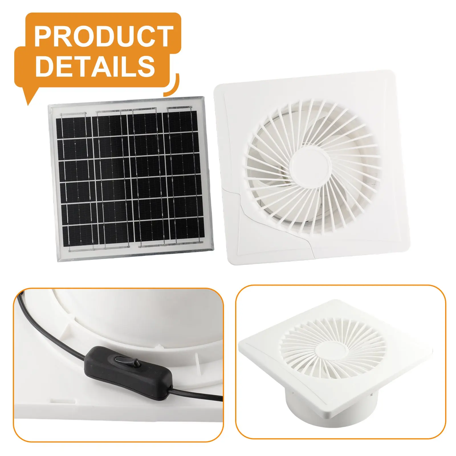 Solar 12V Air Vent For Sash Wall Fan Energy-saving Exhaust Air Blower High Speed With 240x240mm 8W Solar Panel Accessories