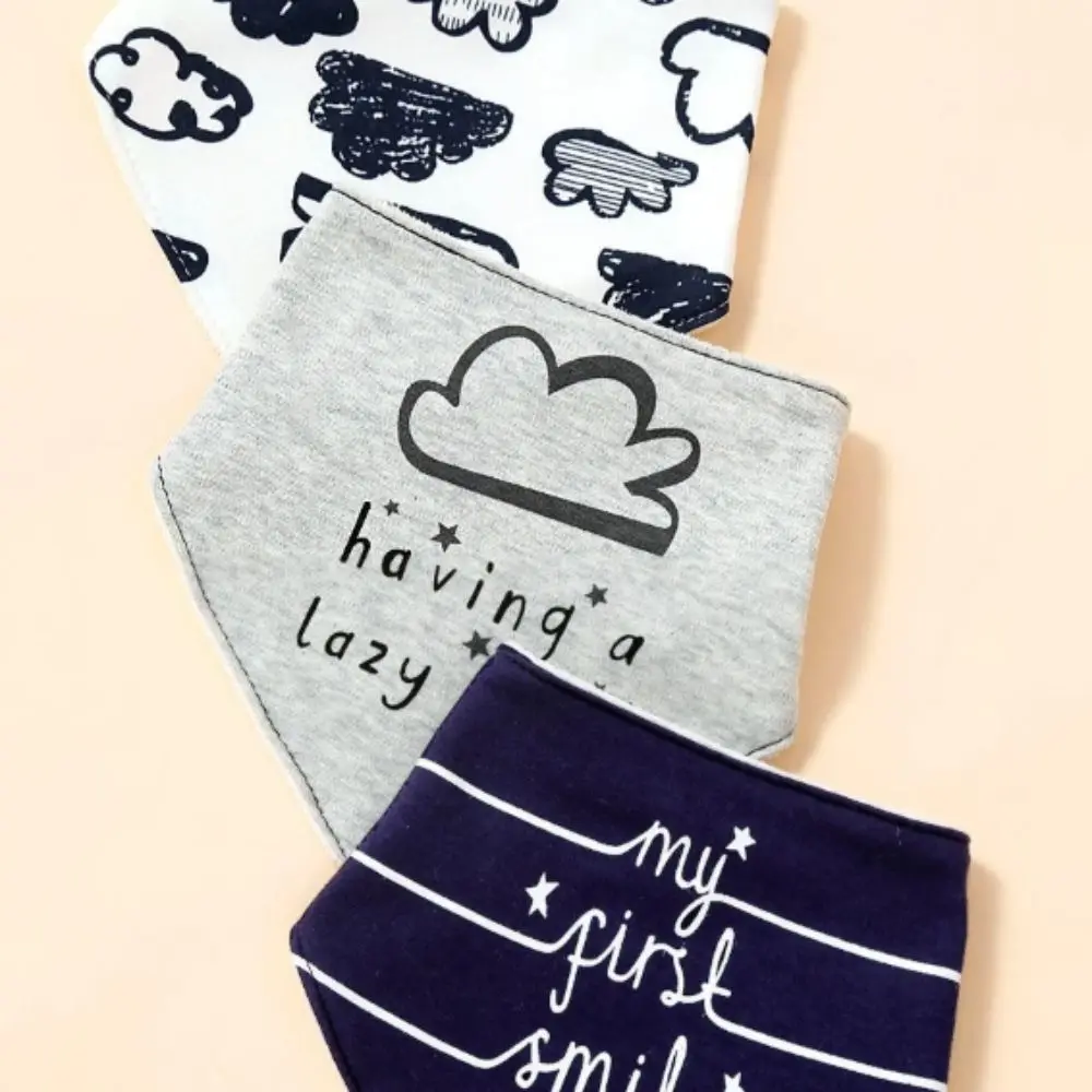 Cotton Material Baby Bibs Stripes Pattern Soft Texture Drool Bibs Triangle Shape Cartoon Design Saliva Towels Newborn Care