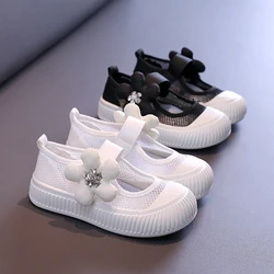 Crystal Flower Non-slip Breathable Casual Girls Shoes Children's Mesh Sneakers Size 23-35