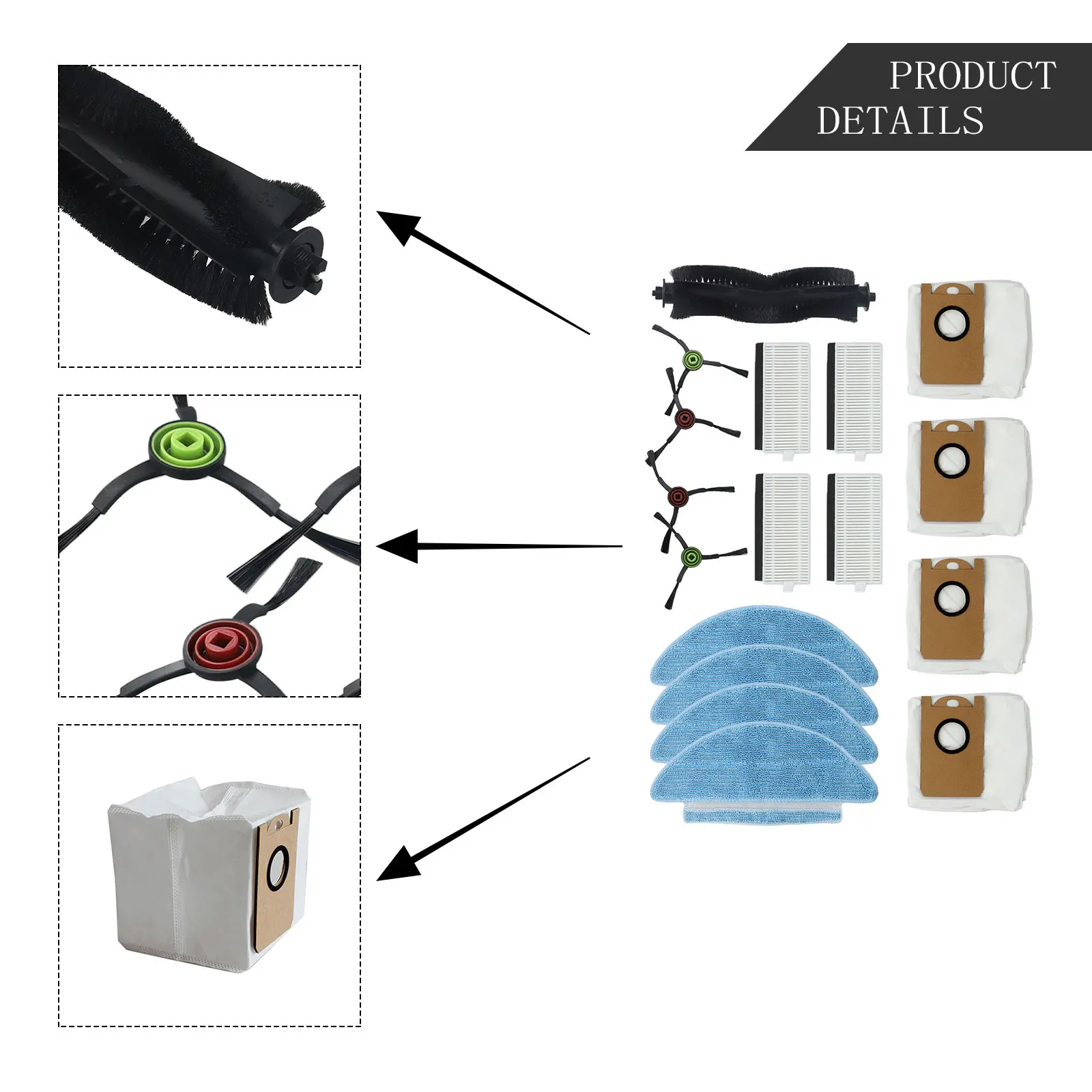 For Conga 7490 7290 For Genesis For X-Treme Vacuum Parts Kit Main Side Brush Filter Dust Bag Mop Cloth Replacement Accessories S