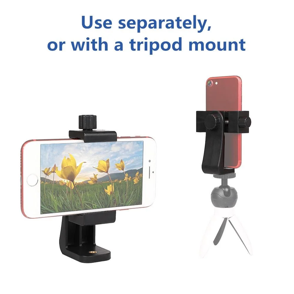 

Universal Mobile Phone Clip Tripod Mount Adapter Compatible with 1/4"Screw Cellphone Holder Adjustable 360° Rotation