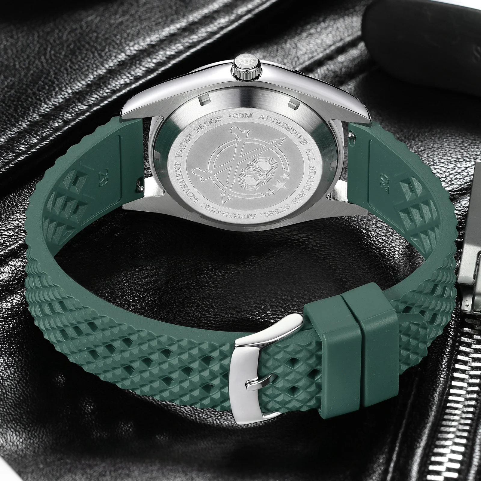 Addiesdive relógio automático masculino super luminoso à prova dwaterproof água bolha vidro aço inoxidável data relógio de pulso mecânico luxo