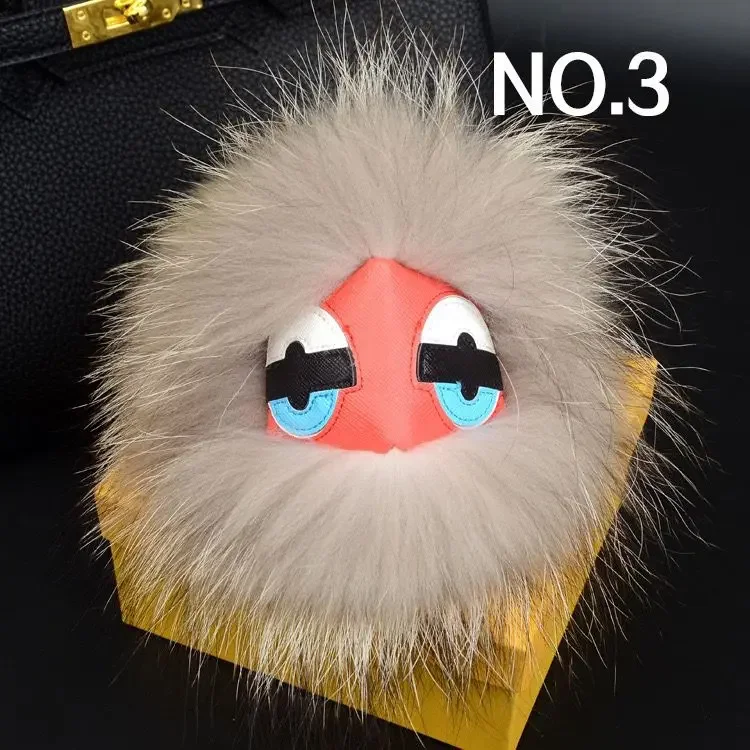 Handmade Faux Fur Raccoon Plush Ball, Monster Pendant, Cute Keychain, Bag Charm Decoration