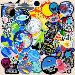 Space Planet Satellite Astronaut Iron on Patches for Clothes Embroidery Patch Decorate Repair Material Stickers Sewn or Ironed