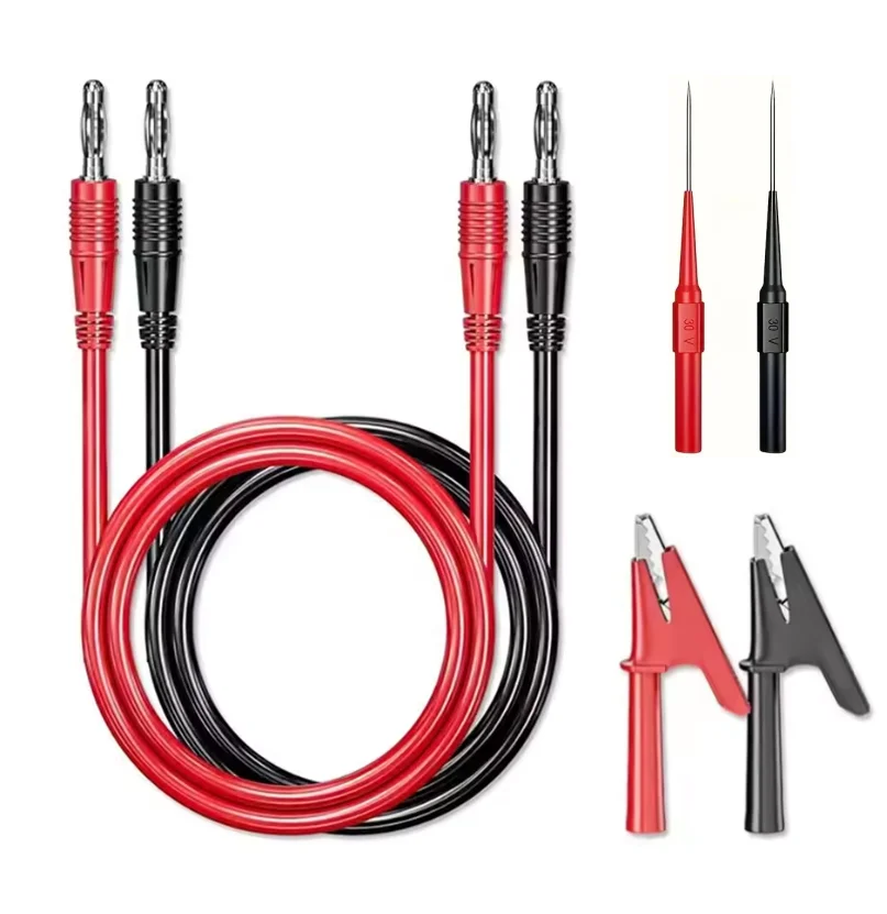 Multimeter test lead kit digital electrical test probe with crocodile clip test probe wire inserted back into probe pin
