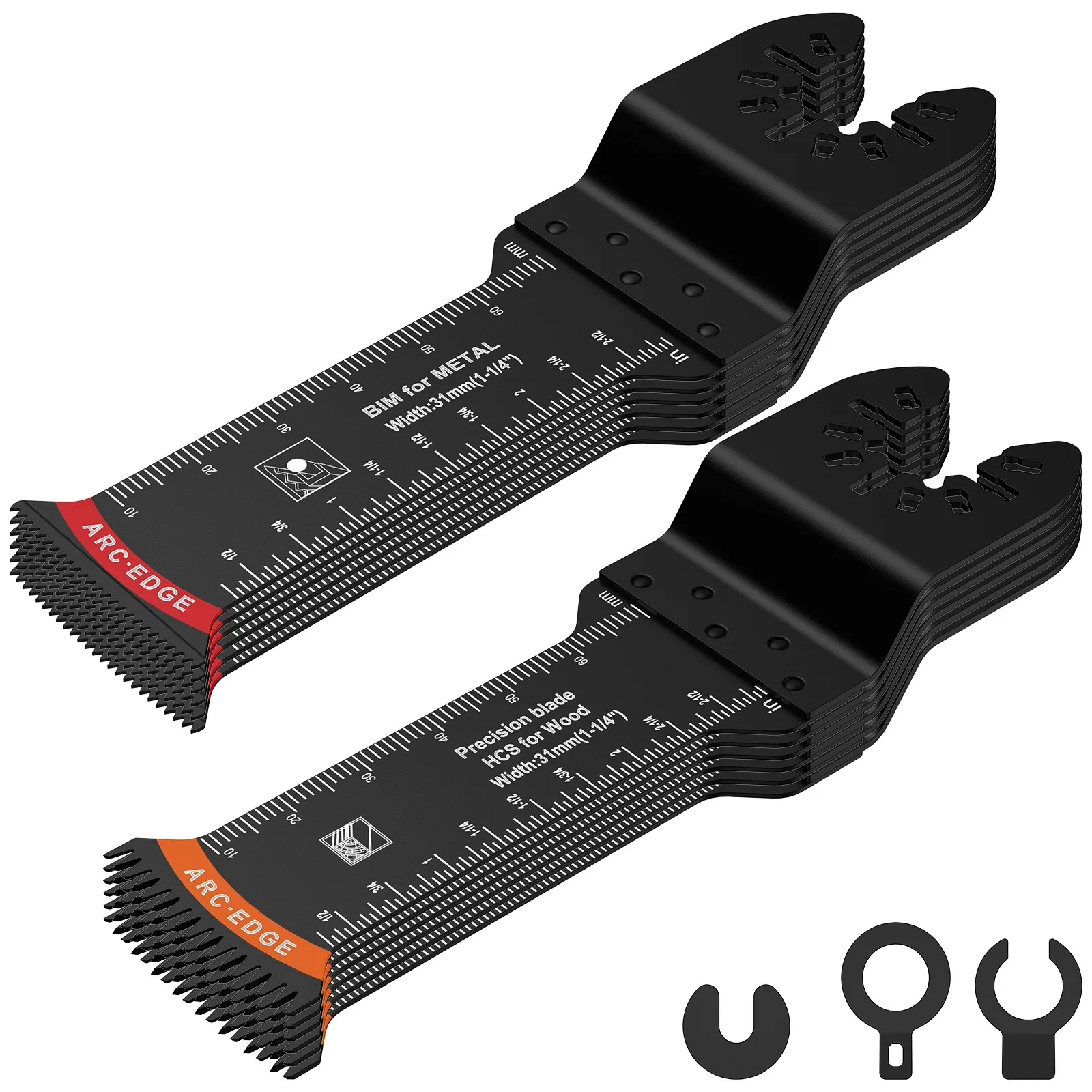 Universal Oscilação Saw Blade Set, Precision Tooth, Lâmina para Madeira, Plástico, Corte De Metal, Multitool, HCS, 24 Pcs