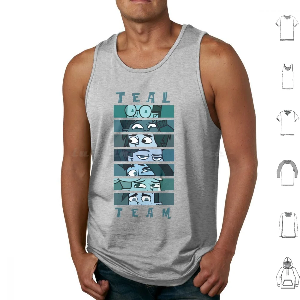 Adventure Camp-Teal Team Tank Tops Vest Sleeveless Adventure Camp Odd Nation Cartoons Alec Aiden Ellie Jake Jensen Derek Tom