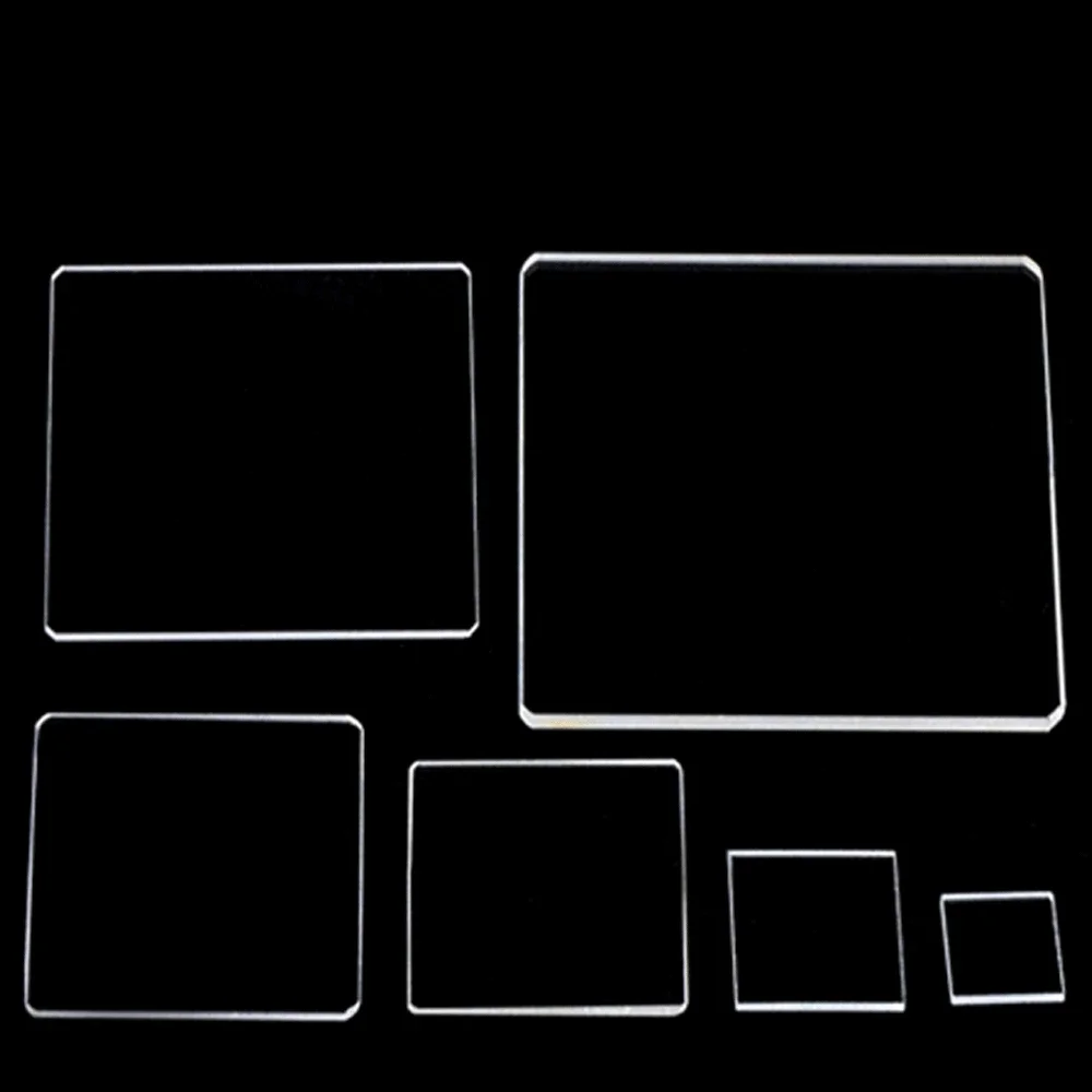 透明な水晶面,防高温,正方形および長方形,科学研究,0.1mm, 0.2mm, 0.5mm