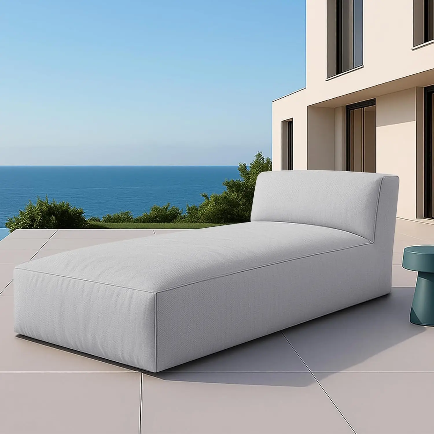 Outdoor Bean Bag Lounger Chair 70'' Patio Daybed Sofa Bed with Sponge Filling, Water-Resistant Outdoor Chaise Lounge for Pool, D