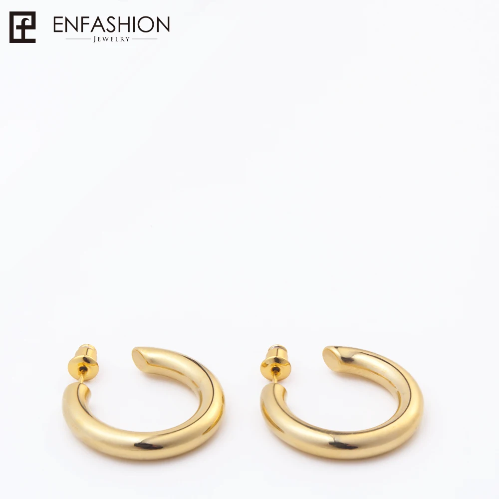 Enfashion Small Hoop Earrings Solid Gold color Eternity Earings Stainless Steel Circle Earrings For Women Jewelry EC171023